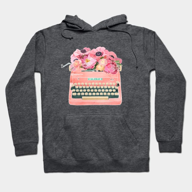 Typewriter with Flowers Hoodie by Roguish Design